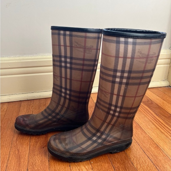 Burberry Rain Boots 8.5 40 Rainboots Plaid - Picture 3 of 4